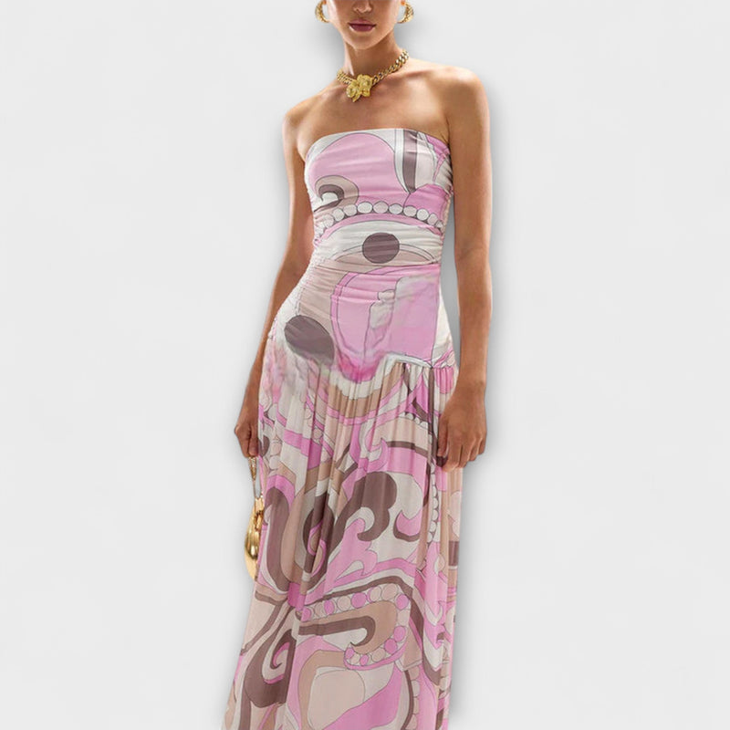 Tatum - Impresionante vestido maxi sin mangas en tonos pastel