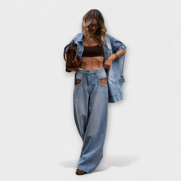 Blair - Conjunto de denim sin mangas de corte amplio