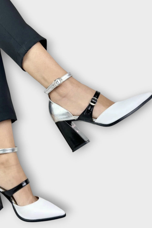 Anne - Sandalias de tiras - Blanco - Tacones Anchos