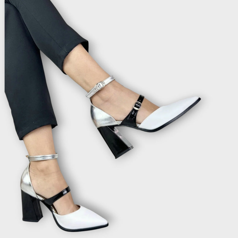 Anne - Sandalias de tiras - Blanco - Tacones Anchos