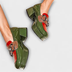 Claire - Tacones Verdes de Suela Gruesa