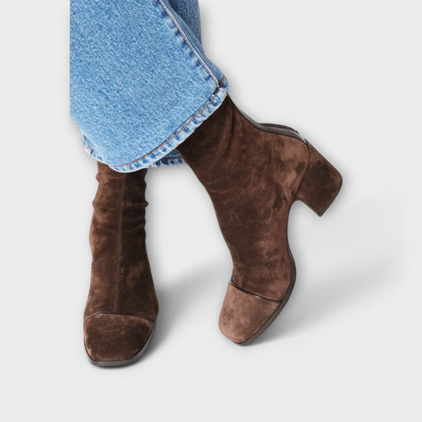 Candice - Botas de tacón grueso en marrón oscuro