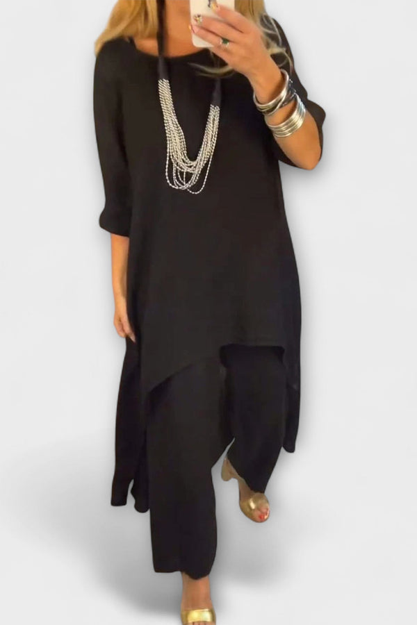 Tabea - Traje de lino con cuello redondo