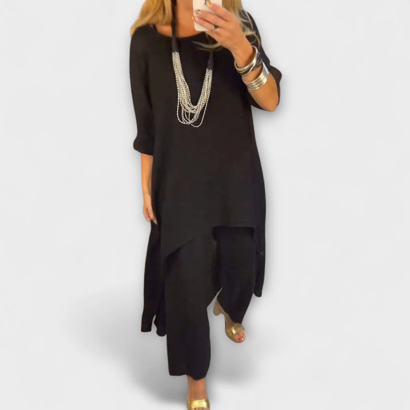 Tabea - Traje de lino con cuello redondo