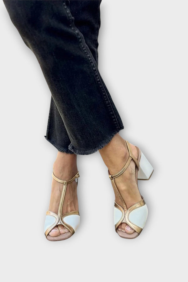 Audrey - Zapatos de tacón ancho en blanco