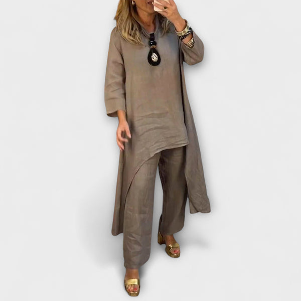Tabea - Traje de lino con cuello redondo