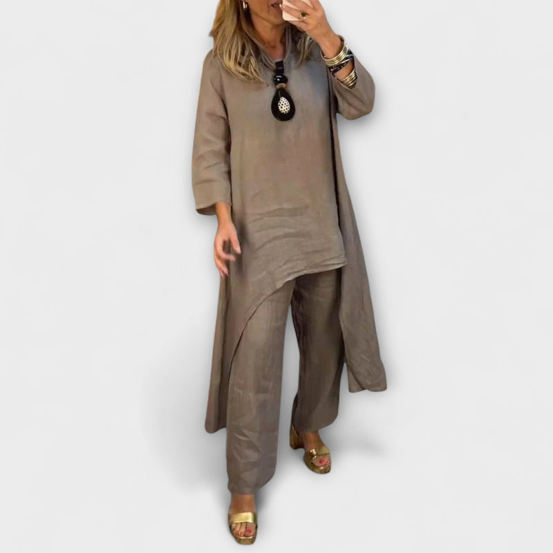 Tabea - Traje de lino con cuello redondo