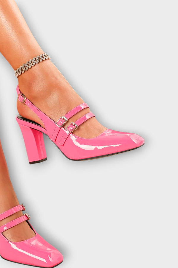 Candice - Tacones Anchos con Doble Hebilla
