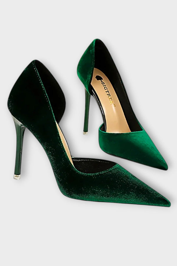 Bella - Tacones de terciopelo en verde