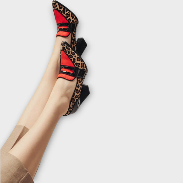 Brenda - Tacones Anchos en Color Caqui