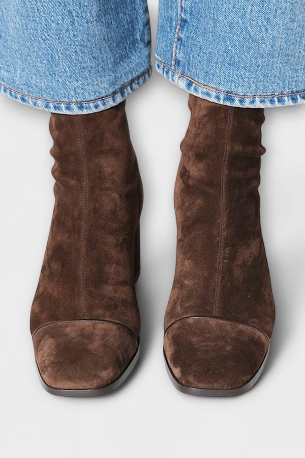Candice - Botas de tacón grueso en marrón oscuro