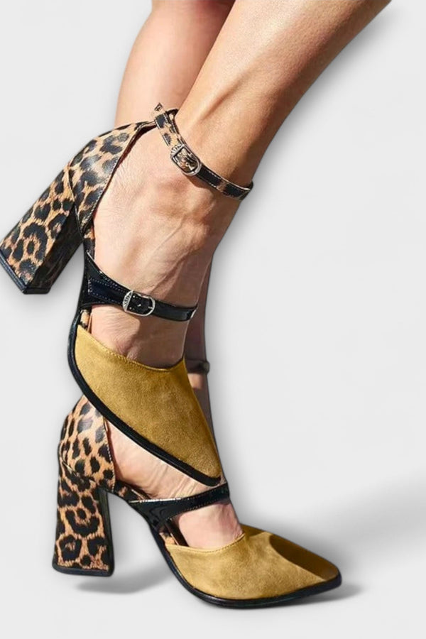 Claire - Tacones con diseño de estampado de leopardo