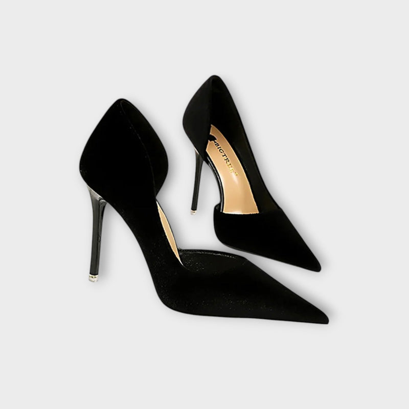 Bella - Tacones de terciopelo en verde