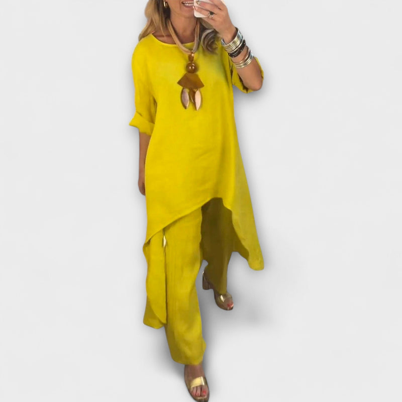Tabea - Traje de lino con cuello redondo