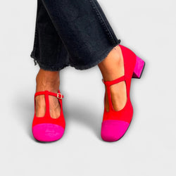 Charlotte - Zapatos de tacón grueso en rojo