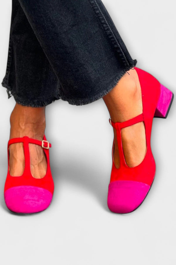 Charlotte - Zapatos de tacón grueso en rojo
