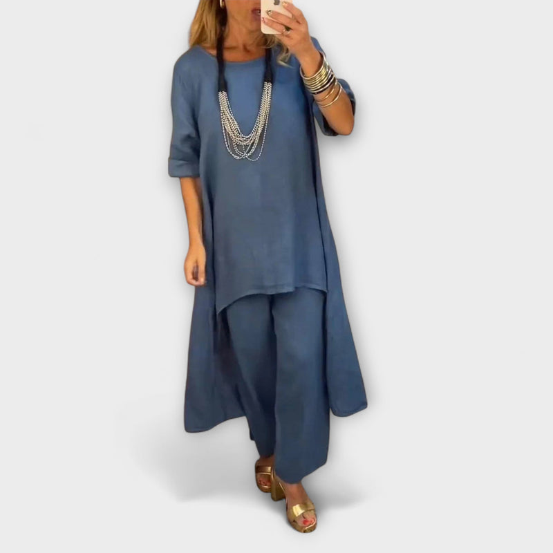 Tabea - Traje de lino con cuello redondo