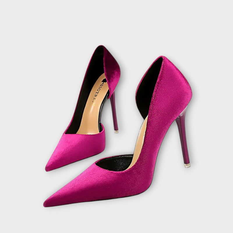 Bella - Tacones de terciopelo en verde
