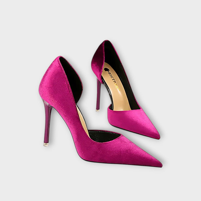 Bella - Tacones de terciopelo en verde