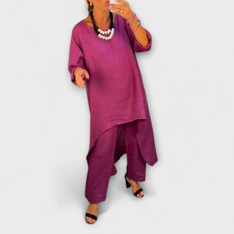 Tabea - Traje de lino con cuello redondo