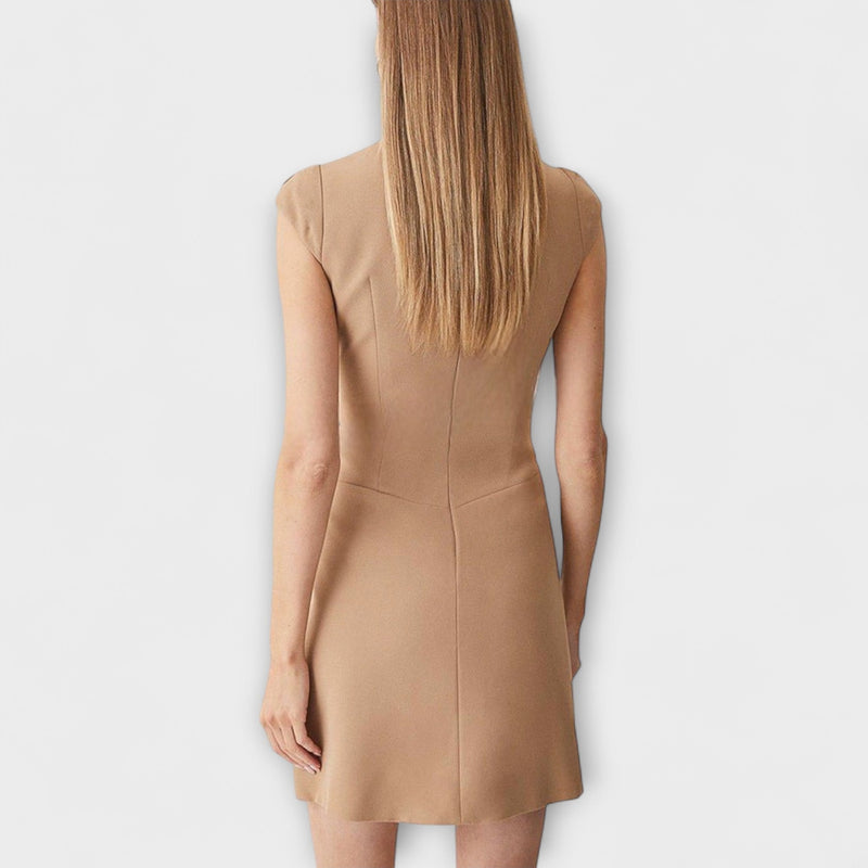 Elowen - Vestido mini de patchwork inspirado en lo militar con cuello alto