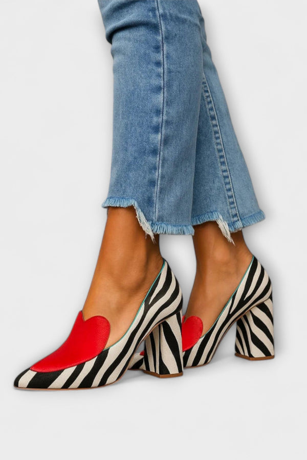 Ava - Zapatos de tacón ancho en blanco