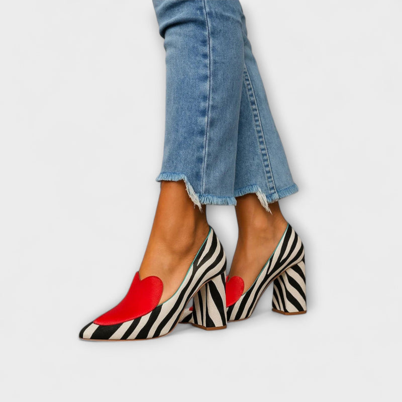 Ava - Zapatos de tacón ancho en blanco