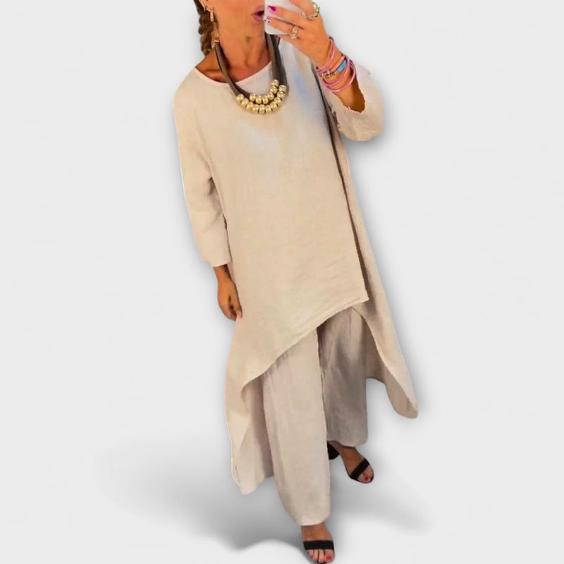 Tabea - Traje de lino con cuello redondo