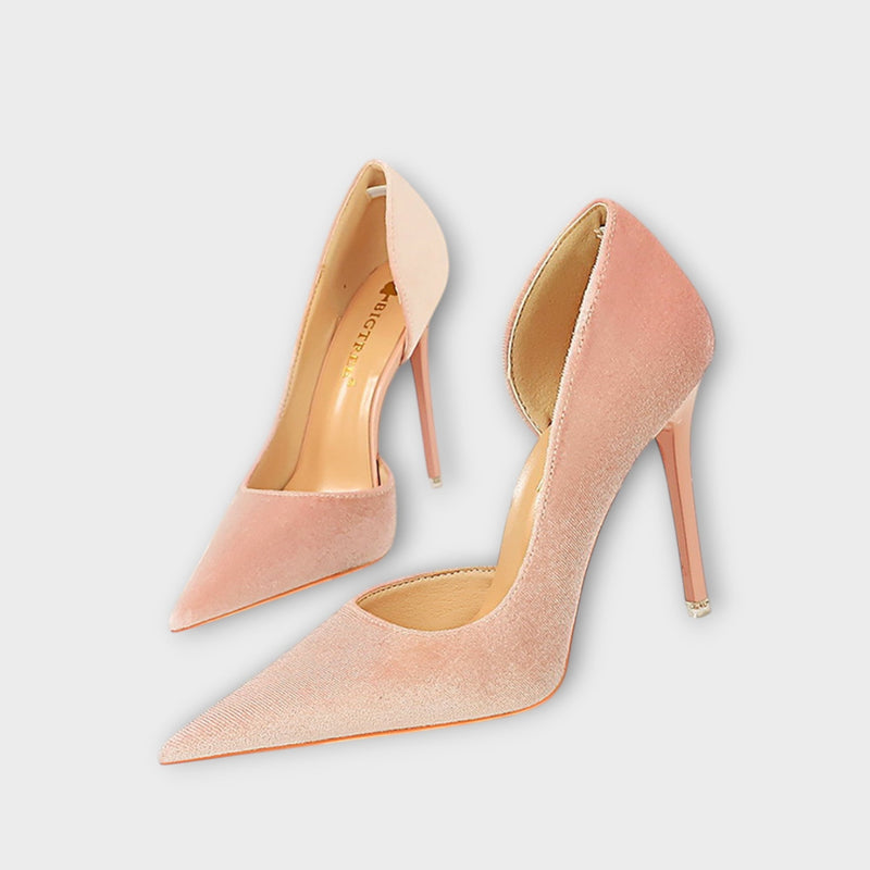 Bella - Tacones de terciopelo en verde
