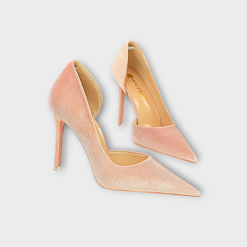 Bella - Tacones de terciopelo en verde