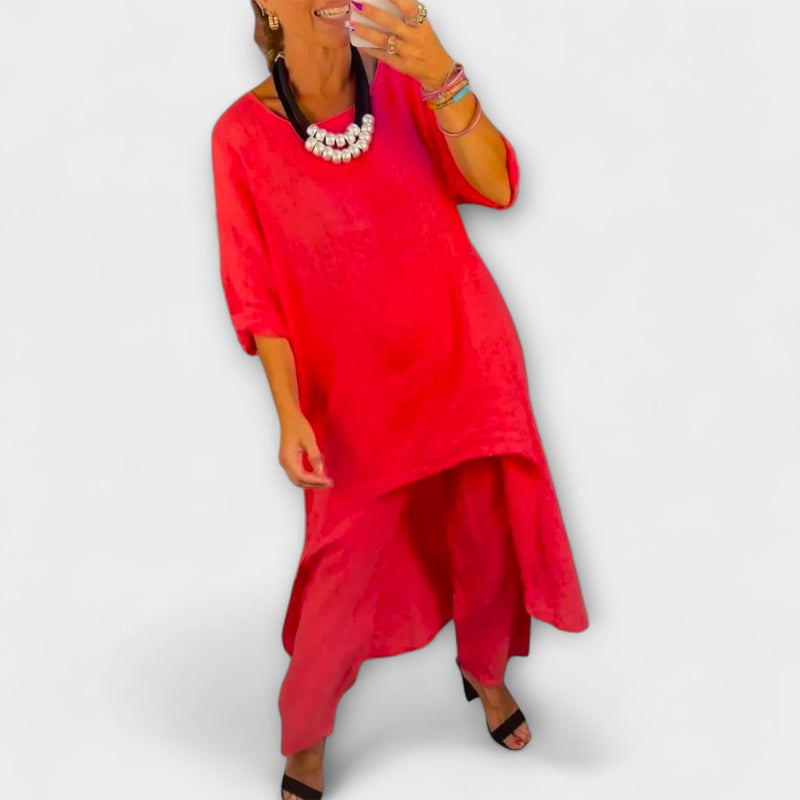 Tabea - Traje de lino con cuello redondo