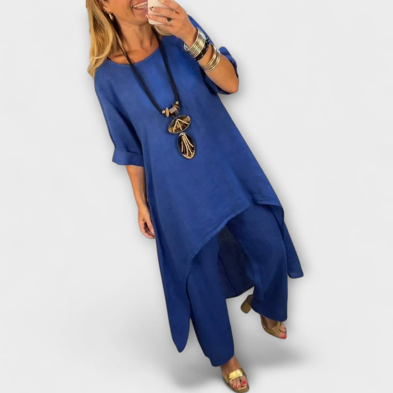 Tabea - Traje de lino con cuello redondo