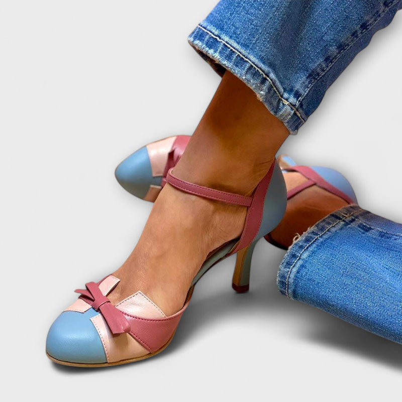 Amelia - Sandalias de tacón con tiras y punta ovalada