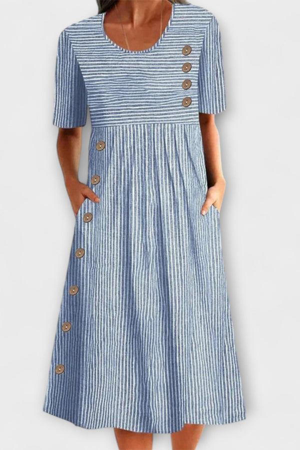 Luisa – Vestido Midi Premium a Rayas