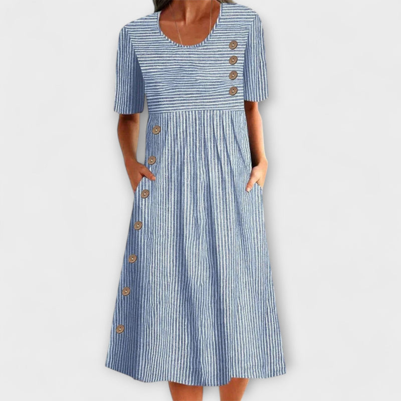 Luisa – Vestido Midi Premium a Rayas