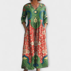Celestine - Vestido maxi con estampado de flores vintage