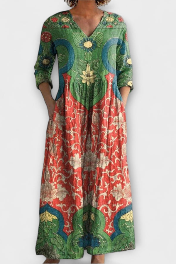 Celestine - Vestido maxi con estampado de flores vintage