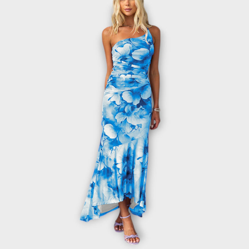 Pia - Maxivestido con fruncido lateral