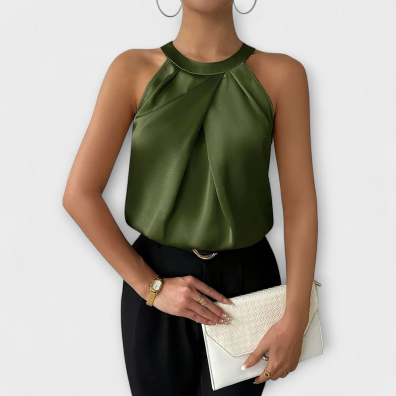 Skye - Elegante blusa de satén con diseño off-shoulder
