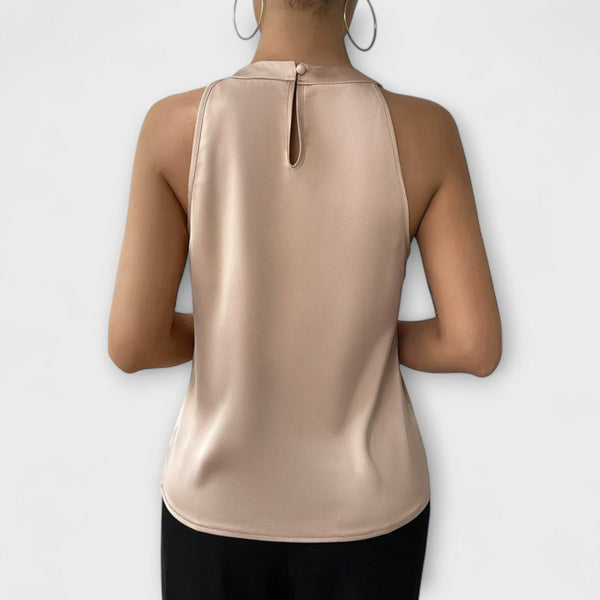 Skye - Elegante blusa de satén con diseño off-shoulder
