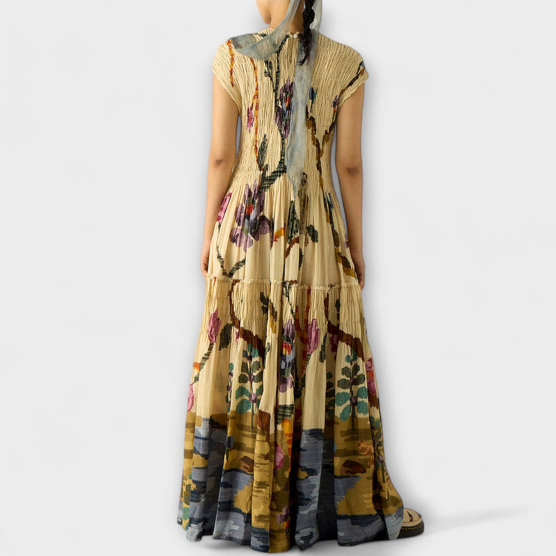 Amara - Vestido plisado con estampado animal
