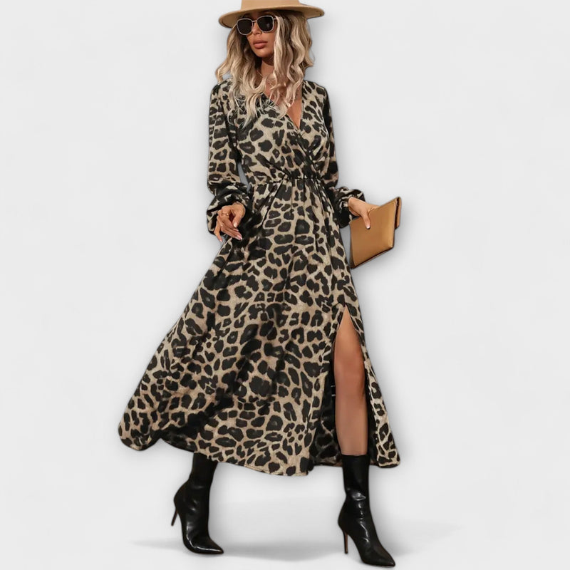Natalie - Vestido elegante con estampado de leopardo