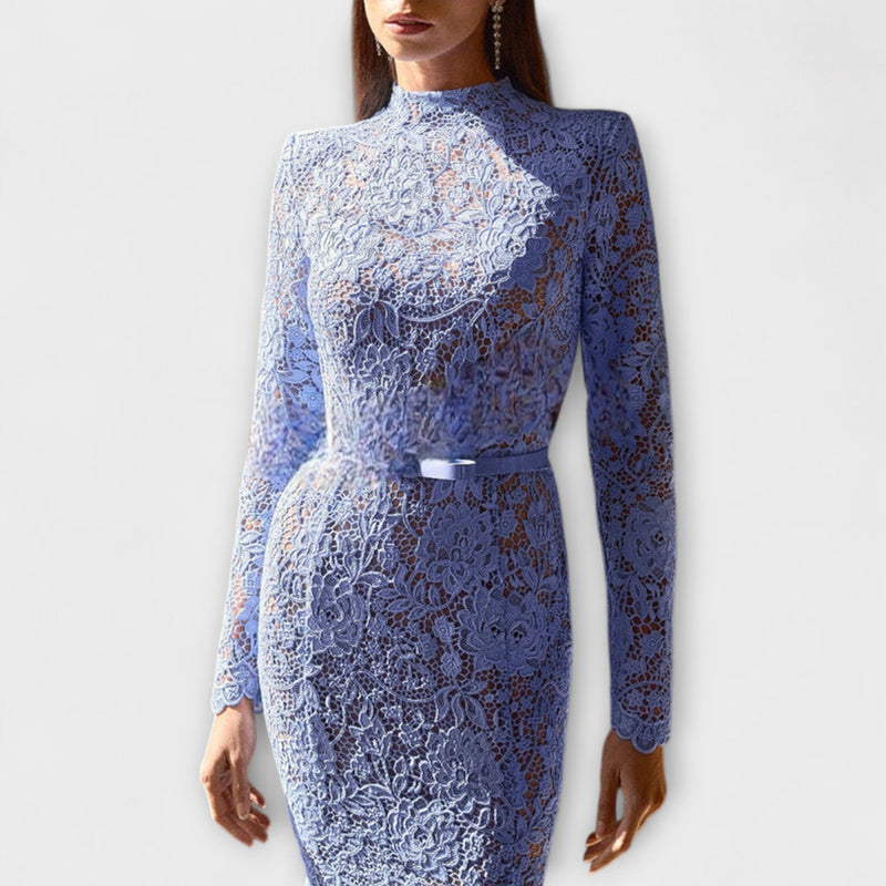 Freya - Elegante vestido midi de encaje floral