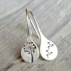 Pendientes de plata elegantes en diseño de hoja de diente de león