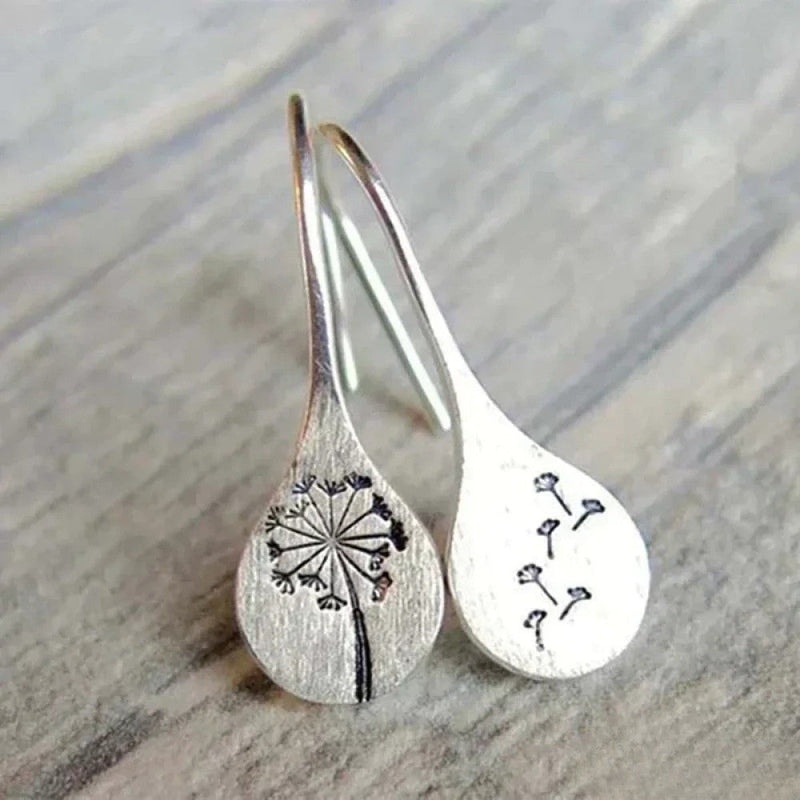 Pendientes de plata elegantes en diseño de hoja de diente de león
