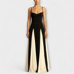 Ember - Elegancia Clásica Vestido Maxi A-Línea con Paneles de Tul