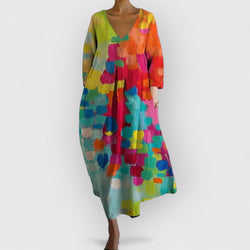 Anastasia - Vestido de escote en V colorido