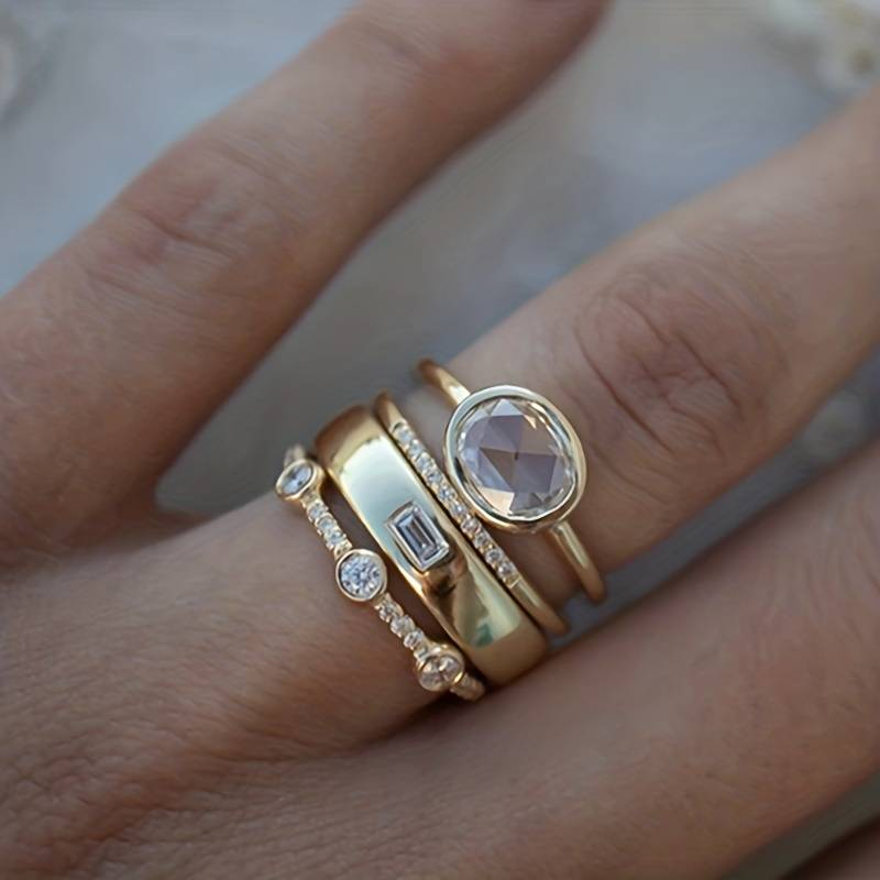 Conjunto de Anillos Vintage Zircón