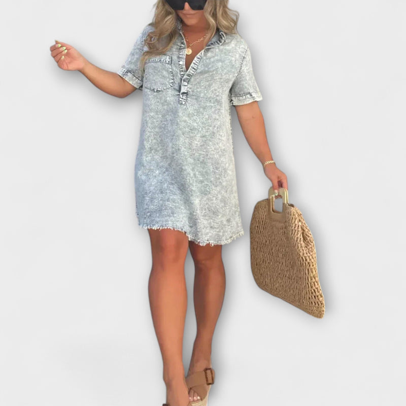 Vera - Vestido de camisa de denim casual