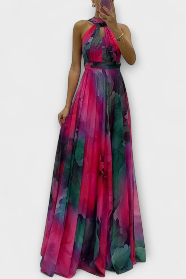 Isalie – Vestido maxi de gasa con estampado floral